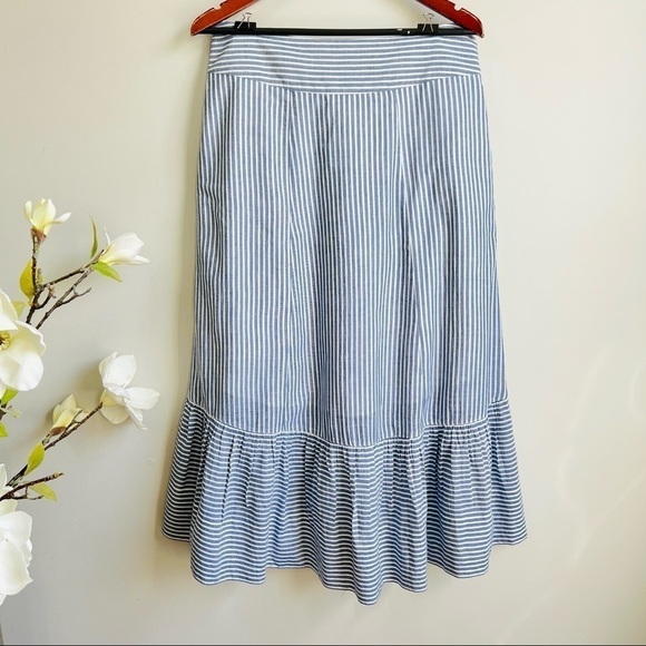 T Tahari Irena stripes prints midi skirt off shoulder top sets - Picture 9 of 15